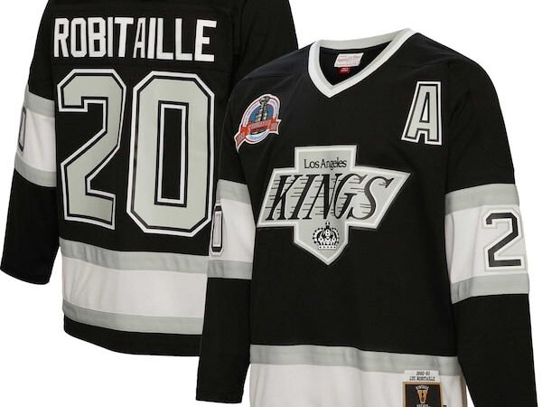 Luc Robitaille Los Angeles Kings Alternate Captain Patch 1992/93 Blue Line Player Jersey - Black