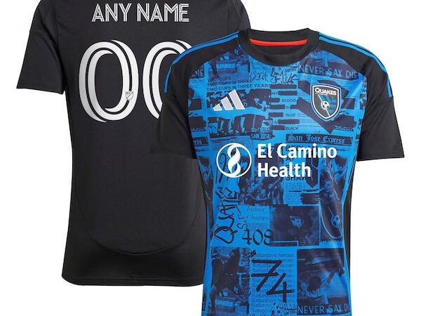 San Jose Earthquakes adidas 2025 Headliner Replica Custom Jersey - Black