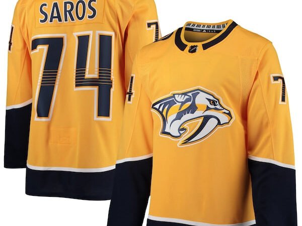 Juuse Saros Nashville Predators adidas Home Authentic Player Jersey - Gold