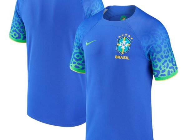 Custom Brazil National Team Nike 2022/23 Away Breathe Stadium Replica Blank Jersey - Blue