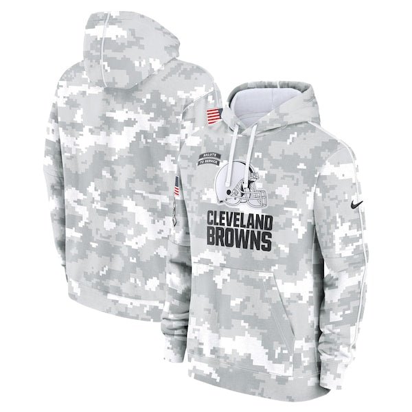 Cleveland Browns Nike 2024 Salute to Service Club Fleece Pullover Hoodie - Arctic Camo