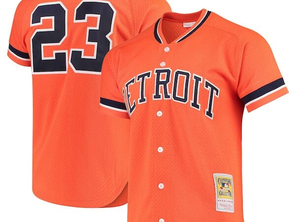 Kirk Gibson Detroit Tigers Cooperstown Collection Mesh Batting Practice Button-Up Jersey - Orange