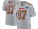 Travis Kelce Kansas City Chiefs Nike Super Bowl LVII Patch Atmosphere Fashion Game Jersey - Gray