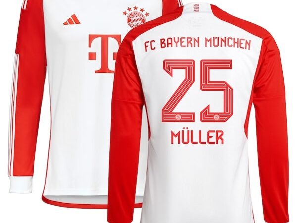 Thomas Müller Bayern Munich adidas 2023/24 Home Replica Long Sleeve Jersey - White