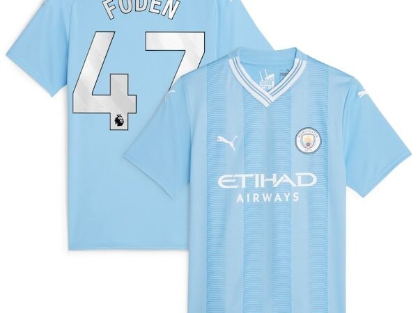 Phil Foden Manchester City Puma Women's 2023/24 Home Replica Player Jersey - Sky Blue