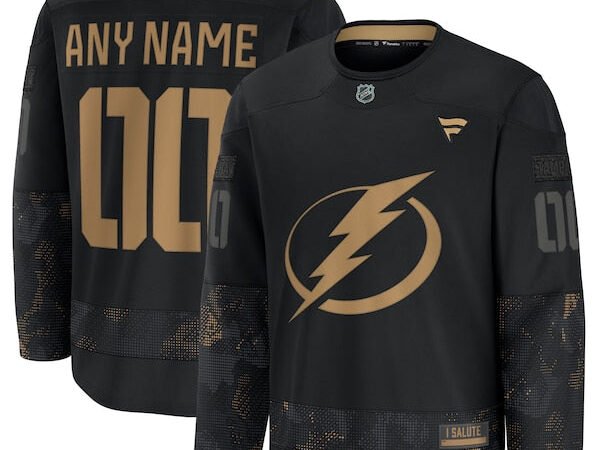 Tampa Bay Lightning  2024 Military Appreciation Personalized Long Sleeve Practice Jersey - Black