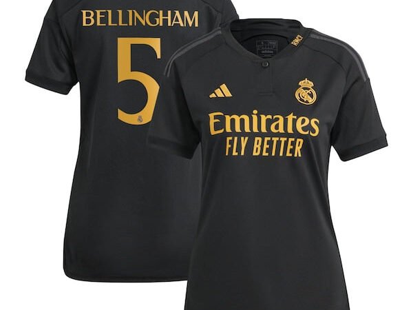 Jude Bellingham Los Merengues adidas Women's 2023/24 Third Replica Player Jersey - Black