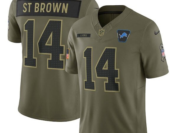 Amon-Ra St. Brown Detroit Lions Nike 2025 Salute to Service Limited Jersey - Olive