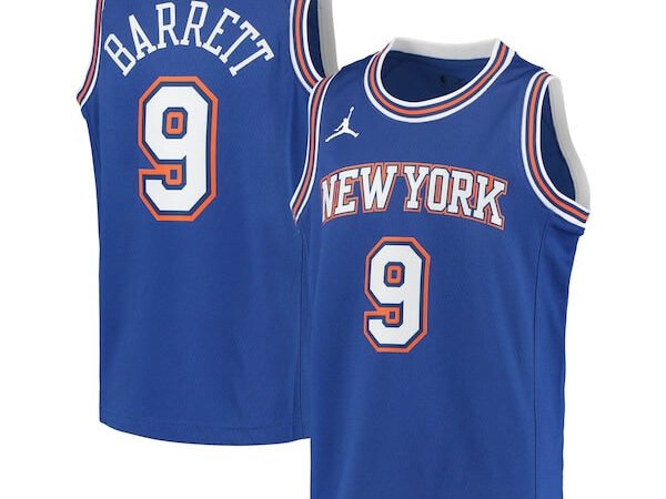 RJ Barrett New York Knicks Jordan Brand Youth 2020/21 Swingman Player Jersey - Statement Edition - Blue