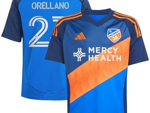 Luca Orellano FC Cincinnati adidas Youth 2025 Orange and Blue Legacy Kit Replica Player Jersey - Blue
