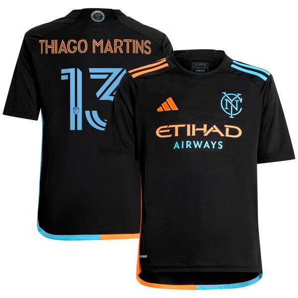 Thiago Martins New York City FC adidas Youth 2024 24/7 Kit Replica Player Jersey – Black
