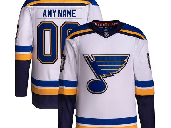St. Louis Blues adidas Away Primegreen Authentic Custom Jersey - White