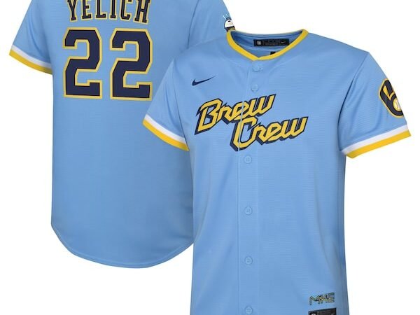 Christian Yelich Milwaukee Brewers Nike Youth 2022 City Connect Replica Player Jersey - Powder Blue