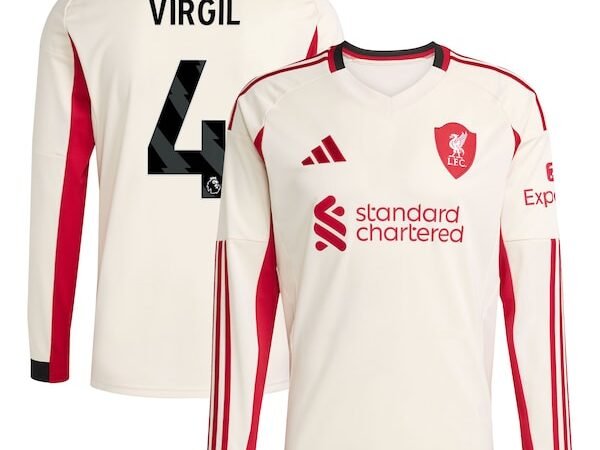 Liverpool adidas Away Shirt 2025-26 - Long Sleeve with Virgil 4 printing