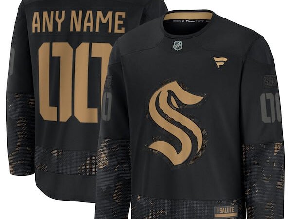 Seattle Kraken  2024 Military Appreciation Personalized Long Sleeve Practice Jersey - Black
