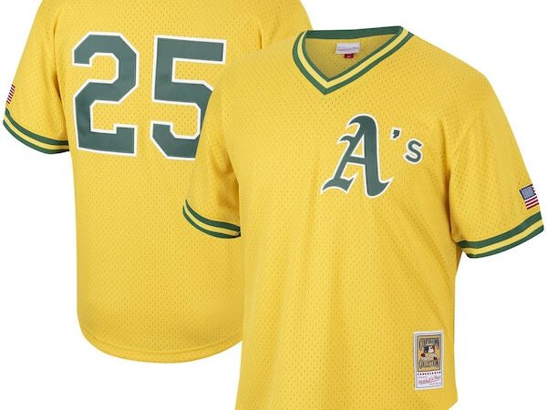 Mark McGwire Oakland Athletics Cooperstown Collection Mesh Batting Practice Jersey - Gold