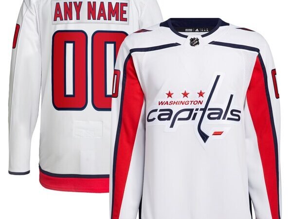 Washington Capitals adidas Away Primegreen Authentic Custom Jersey - White