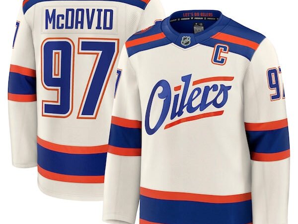 Connor McDavid Edmonton Oilers  Alternate Premium Jersey - Light Beige