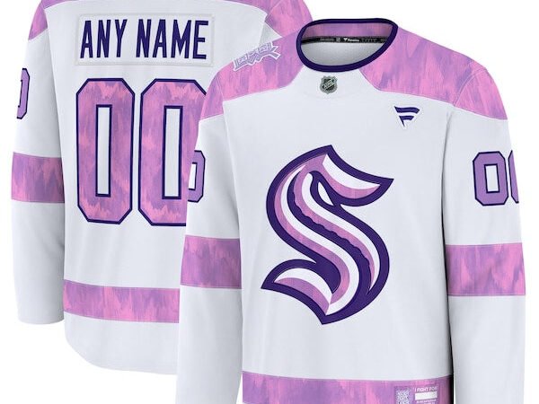 Seattle Kraken  2024 Hockey Fights Cancer Custom Practice Jersey - White