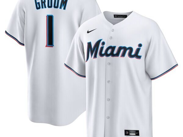 Miami Marlins Nike #1 Groom Home Replica Jersey - White