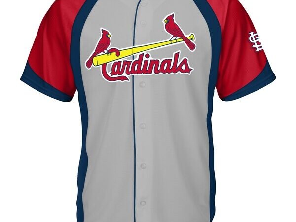 St. Louis Cardinals Big & Tall Colorblock Full-Snap Jersey - Gray/Red