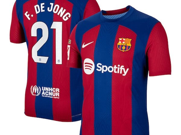 Frenkie de Jong Barcelona Nike 2023/24 Home Authentic Jersey - Royal/Aqua/White