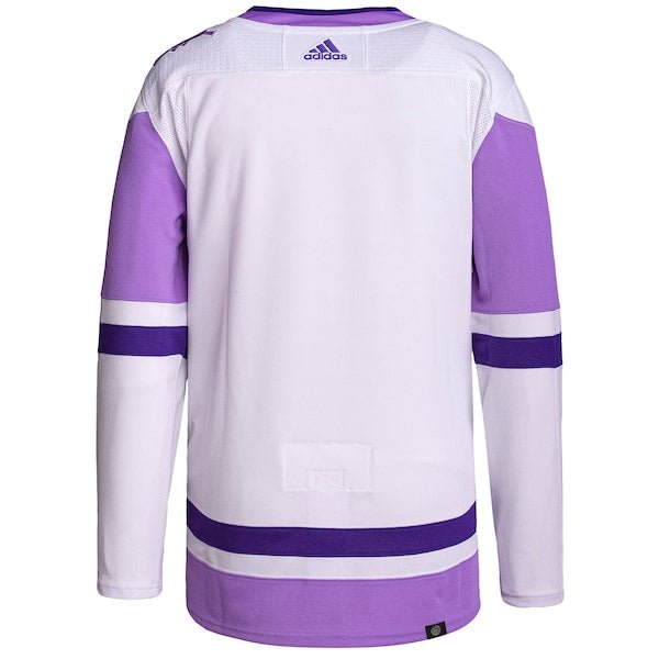 Toronto Maple Leafs adidas Hockey Fights Cancer Primegreen Authentic Blank Practice Jersey - White/Purple
