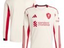 Liverpool adidas 2025/26 Away Replica Long Sleeve Jersey - White/Red/Green