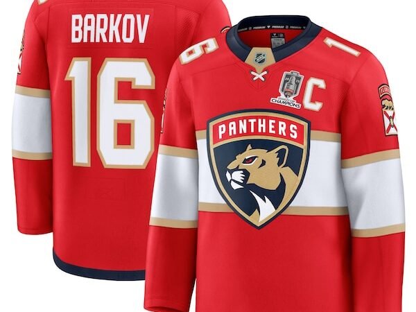 Aleksander Barkov Florida Panthers  Home 2025 Stanley Cup Champions Premium Patched Jersey - Red
