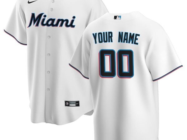 Miami Marlins Nike Home Replica Custom Jersey - White