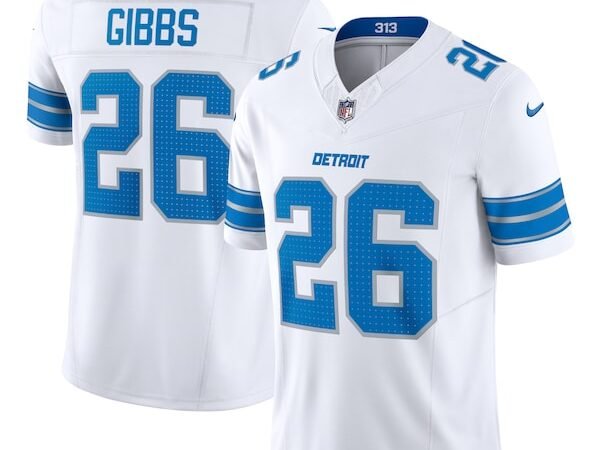 Jahmyr Gibbs Detroit Lions Nike Vapor F.U.S.E. Limited Jersey - White/Blue