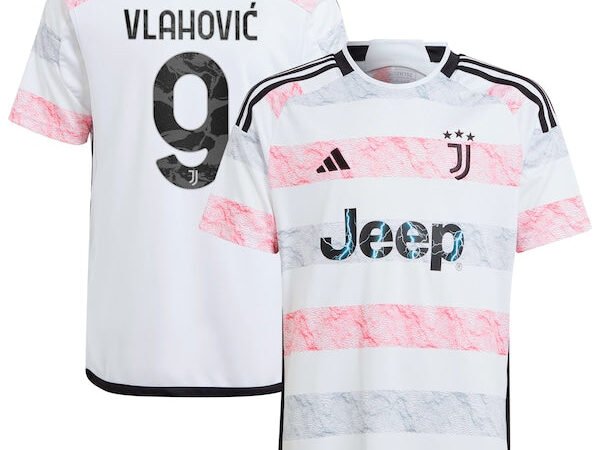 Dušan Vlahović Juventus adidas Youth 2023/24 Away Replica Jersey - White