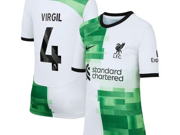 Virgil van Dijk Liverpool Nike Youth 2023/24 Away Replica Player Jersey - White