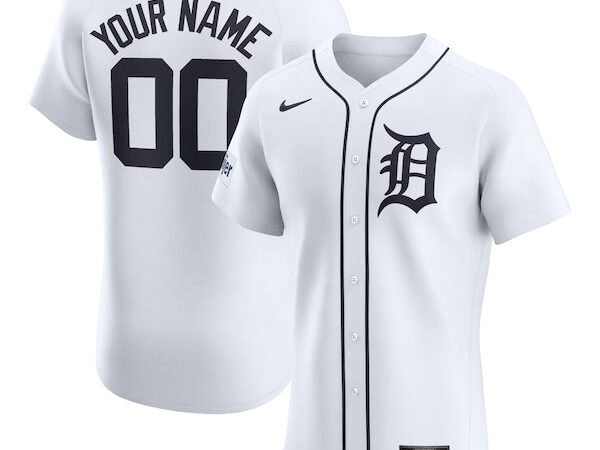 Detroit Tigers Nike Home Elite Custom Patch Jersey - White