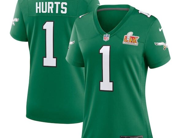 Jalen Hurts Philadelphia Eagles Nike Women's Super Bowl LIX 2nd Alternate Game Jersey - Kelly Green