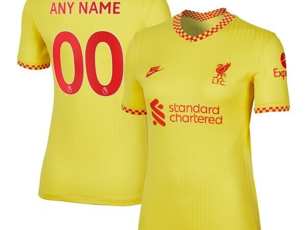 Liverpool Nike Women's 2021/22 Third Breathe Stadium Custom Jersey - Yellow