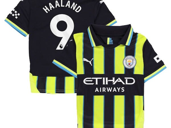 Erling Haaland Manchester City Puma Youth 2024/25 Away Replica Player Jersey - Navy