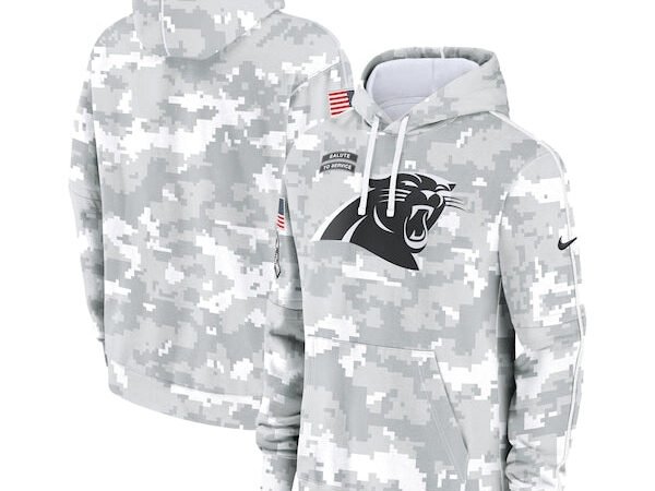 Carolina Panthers Nike 2024 Salute to Service Club Fleece Pullover Hoodie - Arctic Camo