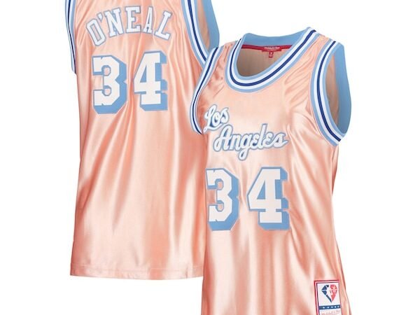 Shaquille O'Neal Los Angeles Lakers Women's 75th Anniversary Rose Gold 1996 Swingman Jersey - Pink