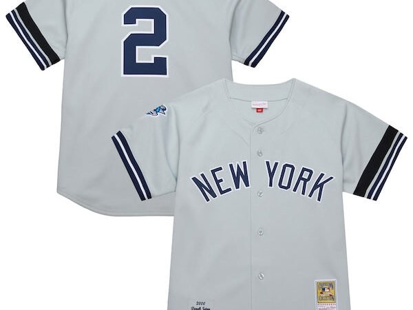 Derek Jeter New York Yankees  Cooperstown Collection 2000 World Series Authentic Jersey - Gray