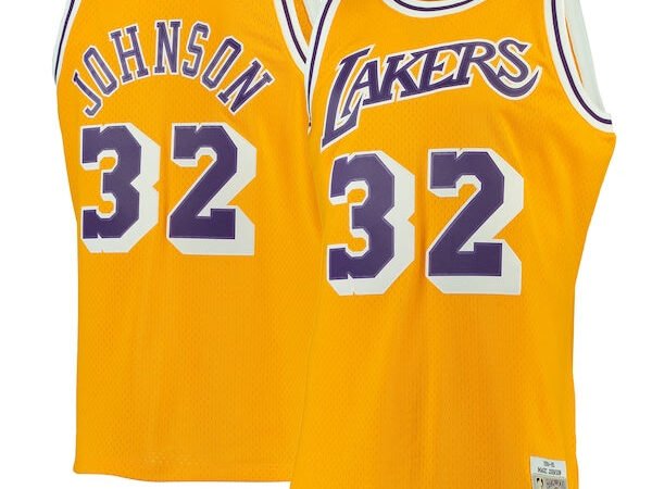 Magic Johnson Los Angeles Lakers 1984/85 Hardwood Classics Swingman Jersey - Gold/Purple