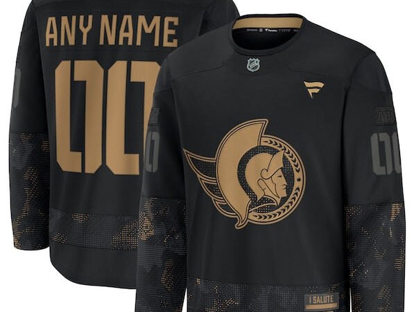 Ottawa Senators  2024 Military Appreciation Personalized Long Sleeve Practice Jersey - Black
