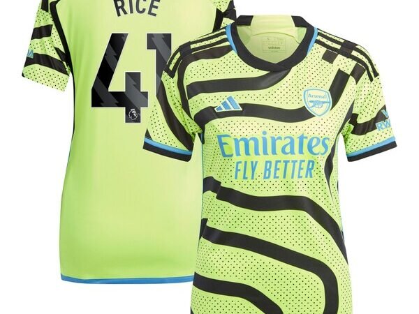 Declan Rice Arsenal adidas Women's 2023/24 Away Replica Player Jersey - Yellow/Green/Red