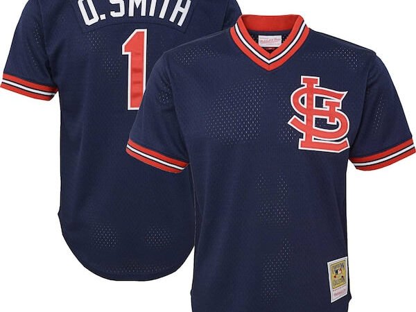 Ozzie Smith St. Louis Cardinals Youth Cooperstown Collection Mesh Batting Practice Jersey - Navy