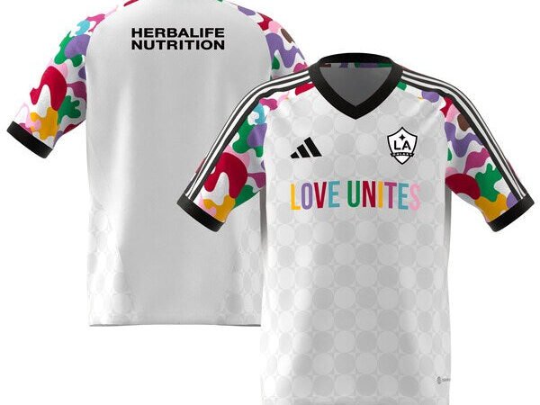 LA Galaxy adidas Youth 2024 Pride Pre-Match Top - White
