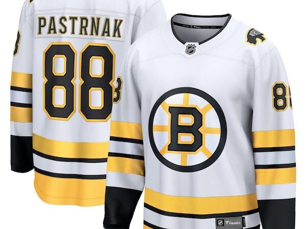 David Pastrnak Boston Bruins  Away Breakaway Player Jersey - White/Black