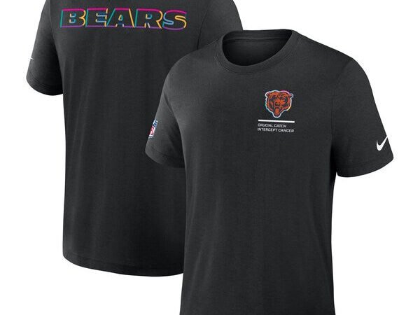 Chicago Bears Nike Tall 2025 NFL Crucial Catch Tri-Blend Dri-FIT T-Shirt - Black