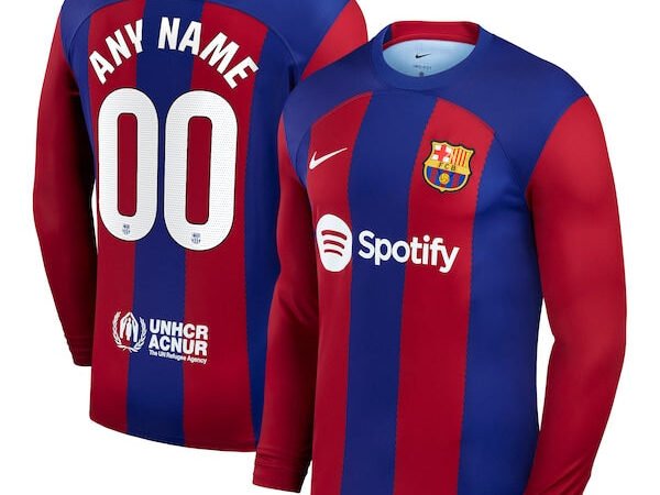Barcelona Nike 2023 Home Replica Custom Long Sleeve Jersey - Royal