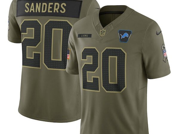 Barry Sanders Detroit Lions Nike 2025 Salute to Service Retired Limited Jersey - Olive