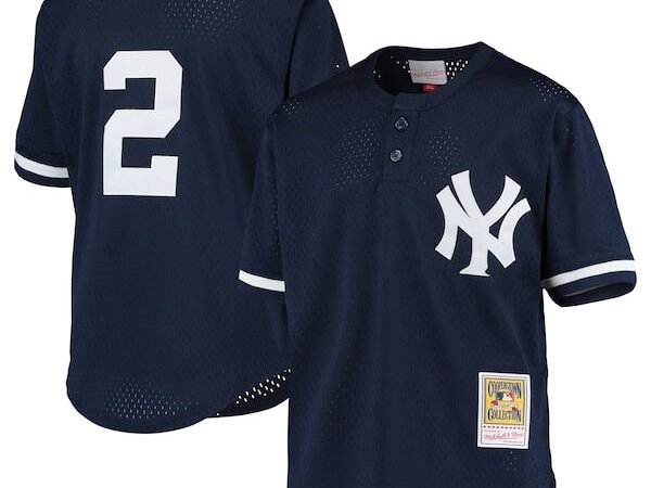 Derek Jeter New York Yankees Youth Cooperstown Collection Mesh Batting Practice Jersey - Navy